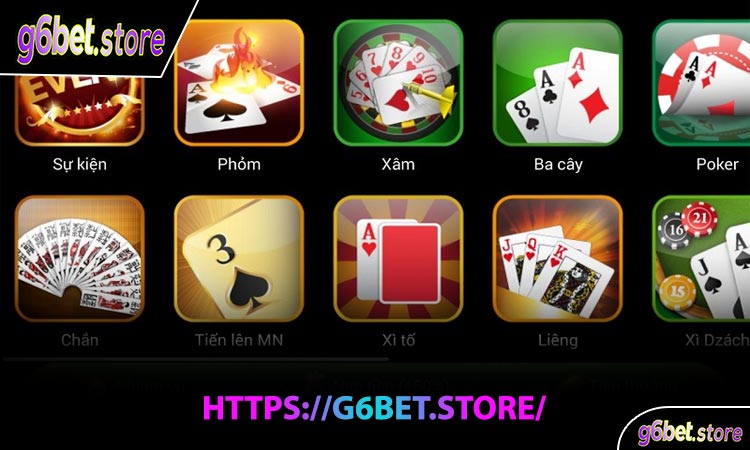 Đa dạng các thể loại game bài g6bet
